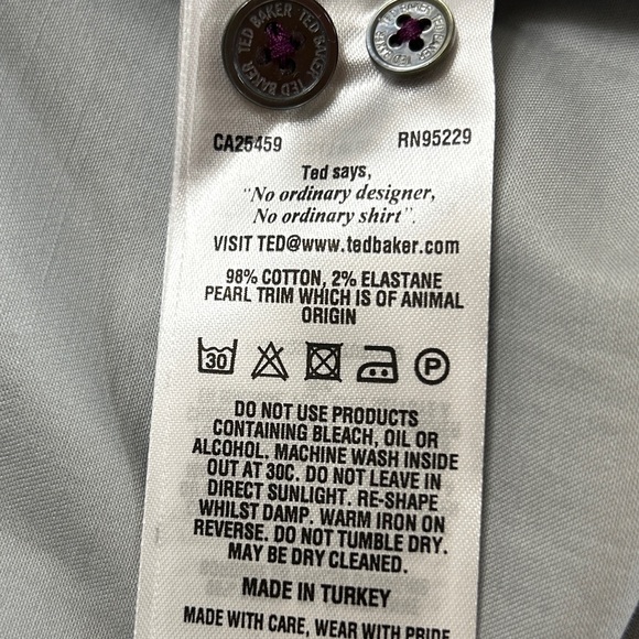 NWT TED BAKER LONDON Men’s button down dress shirt size 4 Large. - Picture 9 of 12